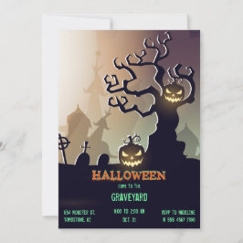 Halloween Graveyard Cemetary Jack O'Lantern Kaart