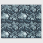 Halloween Graveyard Creepy Trees Ghost Moon Night Cadeaupapier (Vlak)