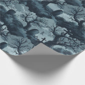 Halloween Graveyard Creepy Trees Ghost Moon Night Cadeaupapier (Hoek)