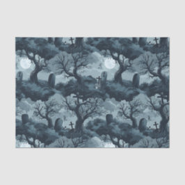 Halloween Graveyard Creepy Trees Ghost Moon Night Tissuepapier