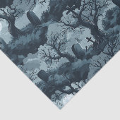 Halloween Graveyard Creepy Trees Ghost Moon Night Tissuepapier (Detail)