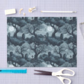 Halloween Graveyard Creepy Trees Ghost Moon Night Tissuepapier (Craft)