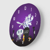 Halloween Graveyard Cute Skeleton and Ghosts Grote Klok (Hoek)