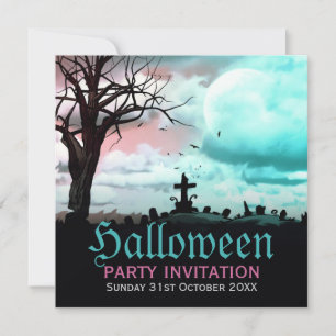 Halloween Graveyard Dusk Invitation Kaart