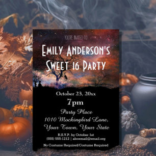 Halloween Graveyard Kat Kostuum Sweet 16 Verjaarda Kaart