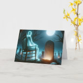 Halloween Graveyard met Man Ghost Kaart (Gele Bloem)