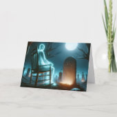 Halloween Graveyard met Man Ghost Kaart (Voorkant)