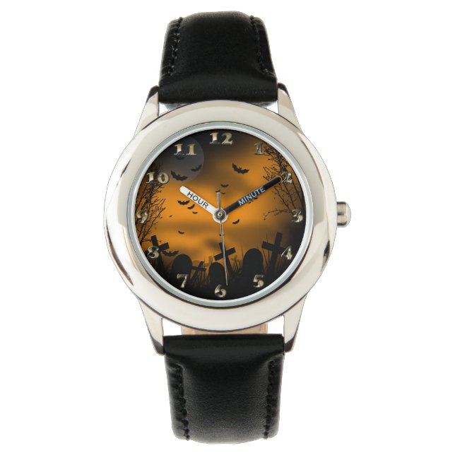 Halloween Graveyard met vleermuizen en grafstenen Horloge (Voorkant)