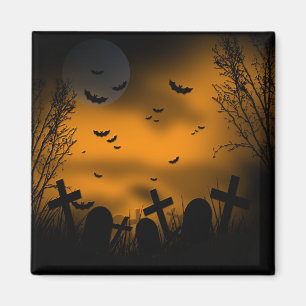 Halloween Graveyard met vleermuizen en grafstenen Magneet