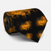 Halloween Graveyard met vleermuizen en grafstenen Stropdas (Opgerold)