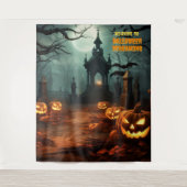 Halloween Graveyard Scene Hanging Achtergrond Wandkleed (Voorkant)