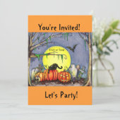 Halloween Graveyard Scene Party Uitnodiging (Staand voorkant)