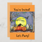 Halloween Graveyard Scene Party Uitnodiging (Voorkant / Achterkant)