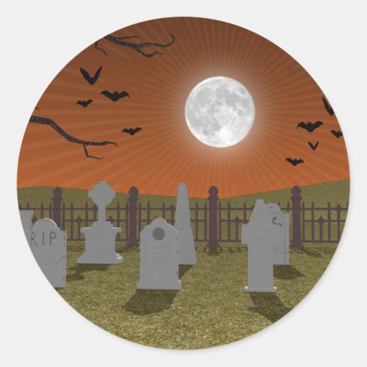 Halloween: Graveyard Scene: Ronde Sticker (Voorkant)