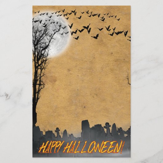 Halloween Graveyard Scene Silhouette Briefpapier (Voorkant)