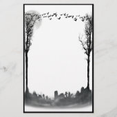 Halloween Graveyard Scene Silhouette Briefpapier (Voorkant)