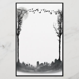 Halloween Graveyard Scene Silhouette Briefpapier