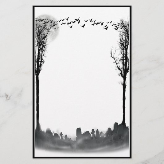 Halloween Graveyard Scene Silhouette Briefpapier (Voorkant)