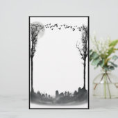 Halloween Graveyard Scene Silhouette Briefpapier (Staand voorkant)