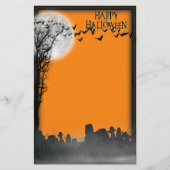 Halloween Graveyard Scene Silhouette Briefpapier (Voorkant)