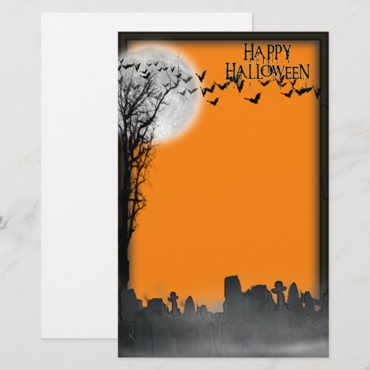 Halloween Graveyard Scene Silhouette Briefpapier (Voorkant / Achterkant)