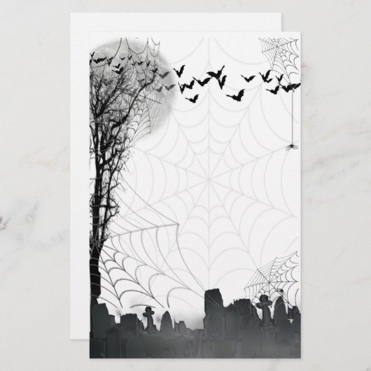 Halloween Graveyard Scene Silhouette Briefpapier (Voorkant / Achterkant)
