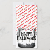 Halloween Graveyard Scene Silhouette Feestdagenkaart (Voorkant)
