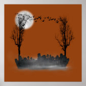 Halloween Graveyard Scene Silhouette Poster (Voorkant)