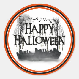 Halloween Graveyard Scene Silhouette Ronde Sticker