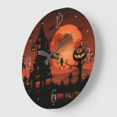 Halloween graveyard scènes pumpkin bats moon grote klok (Hoek)