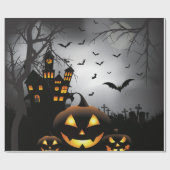 Halloween graveyard scènes pumpkin hauned house cadeaupapier (Vlak)