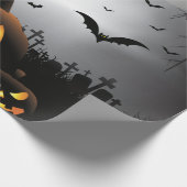 Halloween graveyard scènes pumpkin hauned house cadeaupapier (Hoek)