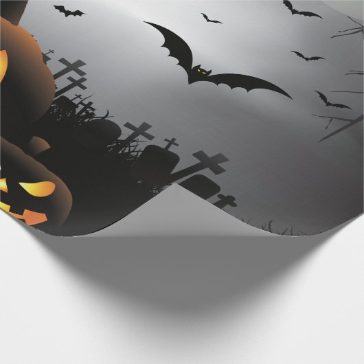 Halloween graveyard scènes pumpkin hauned house cadeaupapier (Hoek)