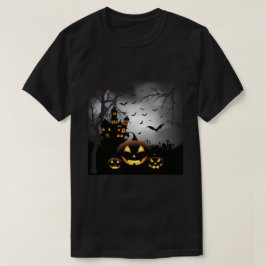 Halloween graveyard scènes pumpkin hauned house t-shirt