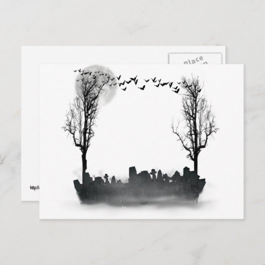 Halloween Graveyard Silhouette Briefkaart (Voorkant / Achterkant)