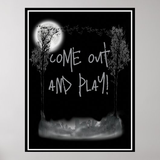 Halloween Graveyard Silhouette Poster (Voorkant)