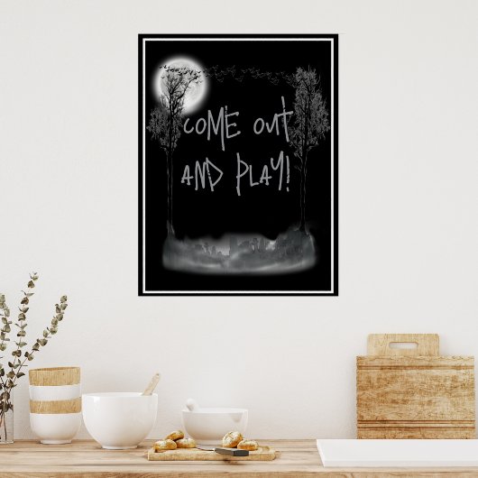 Halloween Graveyard Silhouette Poster (Keuken)