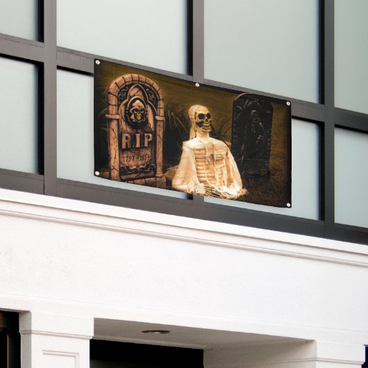 Halloween Graveyard Spandoek (Buitenkant Gebouw)