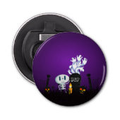 Halloween Graveyard Spooky Cute Skeleton & Ghosts Button Flesopener (Voorkant)