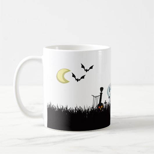 Halloween Graveyard Spooky Cute Skeleton & Ghosts Koffiemok (Links)