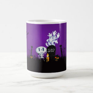 Halloween Graveyard Spooky Cute Skeleton & Ghosts Koffiemok