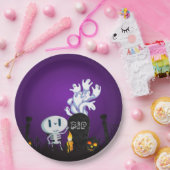 Halloween Graveyard Spooky Cute Skeleton & Ghosts Papieren Bordje (Feest)