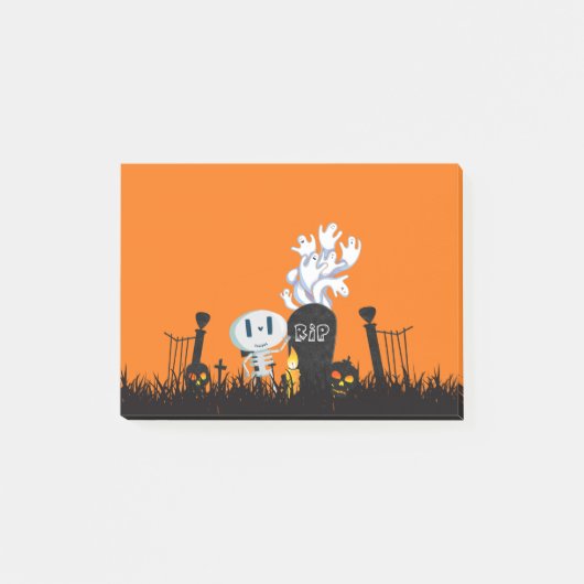 Halloween Graveyard Spooky Cute Skeleton & Ghosts Post-it® Notes (Voorkant)