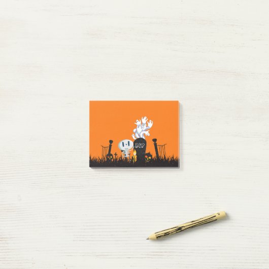 Halloween Graveyard Spooky Cute Skeleton & Ghosts Post-it® Notes (Op bureau)