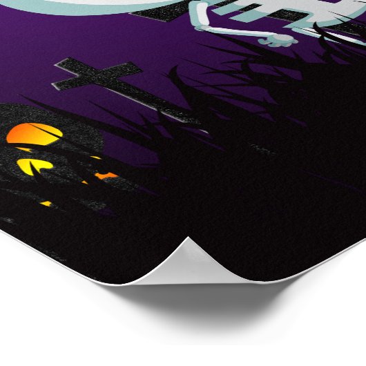 Halloween Graveyard Spooky Cute Skeleton & Ghosts Poster (Hoek)