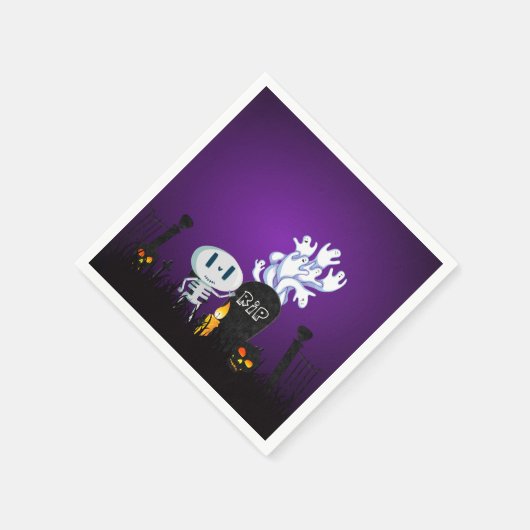 Halloween Graveyard Spooky Cute Skeleton & Ghosts Servet (Hoek)