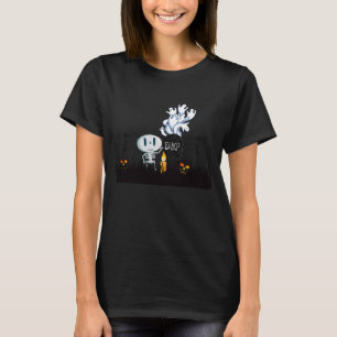 Halloween Graveyard Spooky Cute Skeleton & Ghosts T-shirt