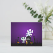 Halloween Graveyard Spooky Schattige Skelton en Gh Briefkaart (Staand voorkant)