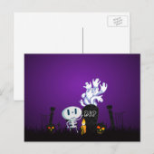 Halloween Graveyard Spooky Schattige Skelton en Gh Briefkaart (Voorkant / Achterkant)