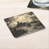 Halloween  Graveyard Tombstone Kartonnen Onderzetters (Schuin)